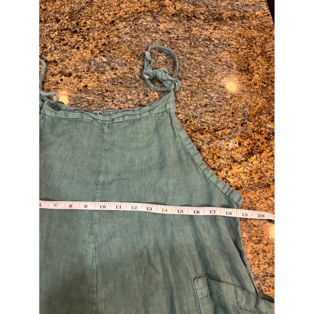 Meo Meli Italy Linen Overalls Jumpsuit Seafoam Green Wide Leg One Size Lagenlook - Picture 5 of 9